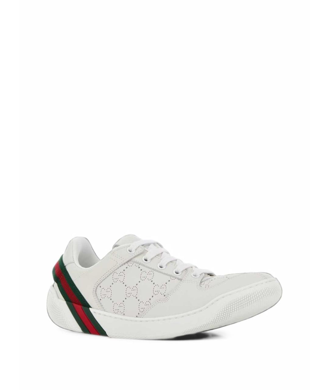GUCCI Белые кожаные кроссовки, фото 2