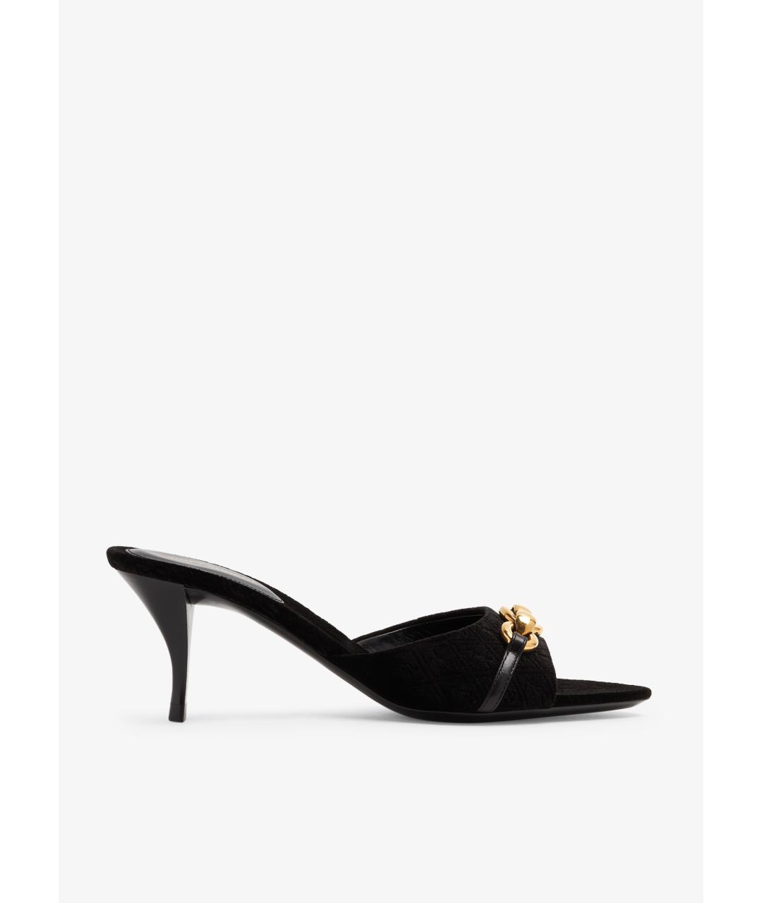 SAINT LAURENT Черные текстильные мюли, фото 6