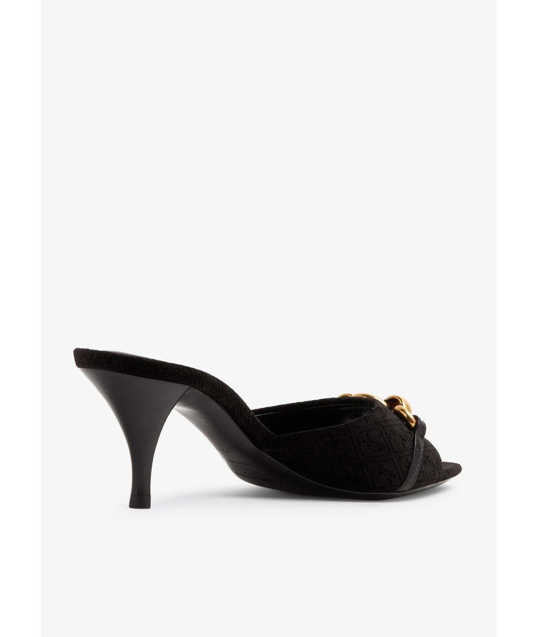 SAINT LAURENT Черные текстильные мюли, фото 4