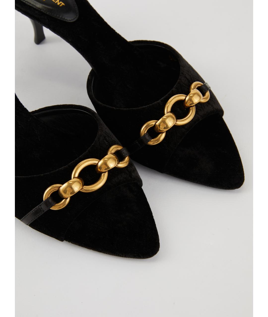 SAINT LAURENT Черные текстильные мюли, фото 5