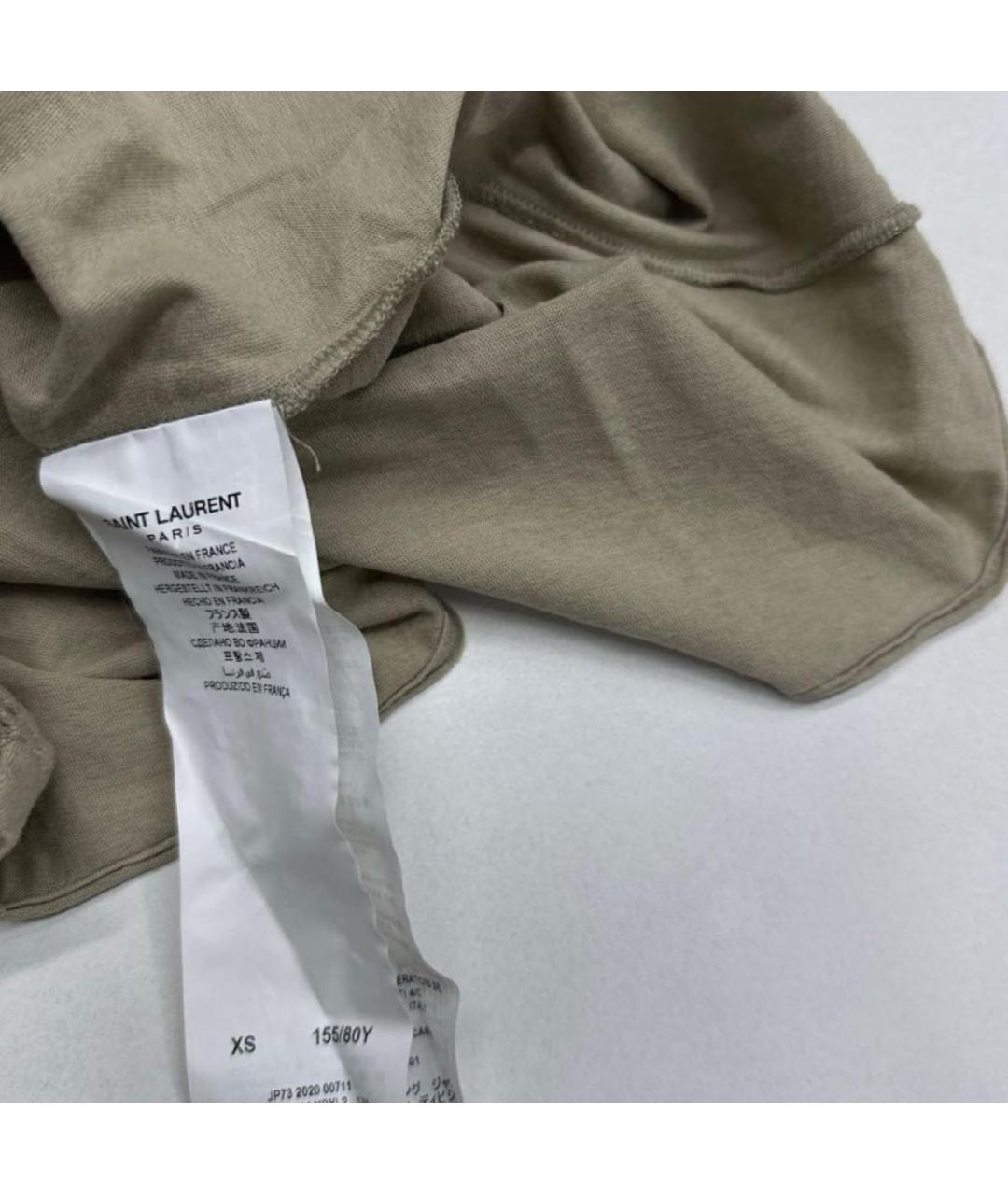 SAINT LAURENT Бежевая хлопковая футболка, фото 3