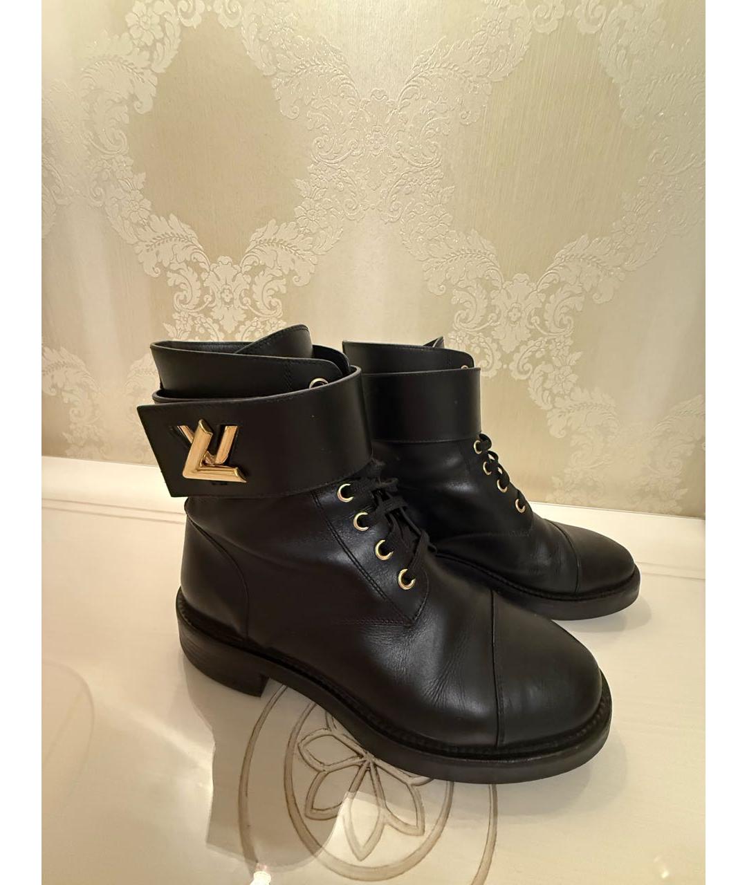 LOUIS VUITTON Черные кожаные ботинки, фото 2