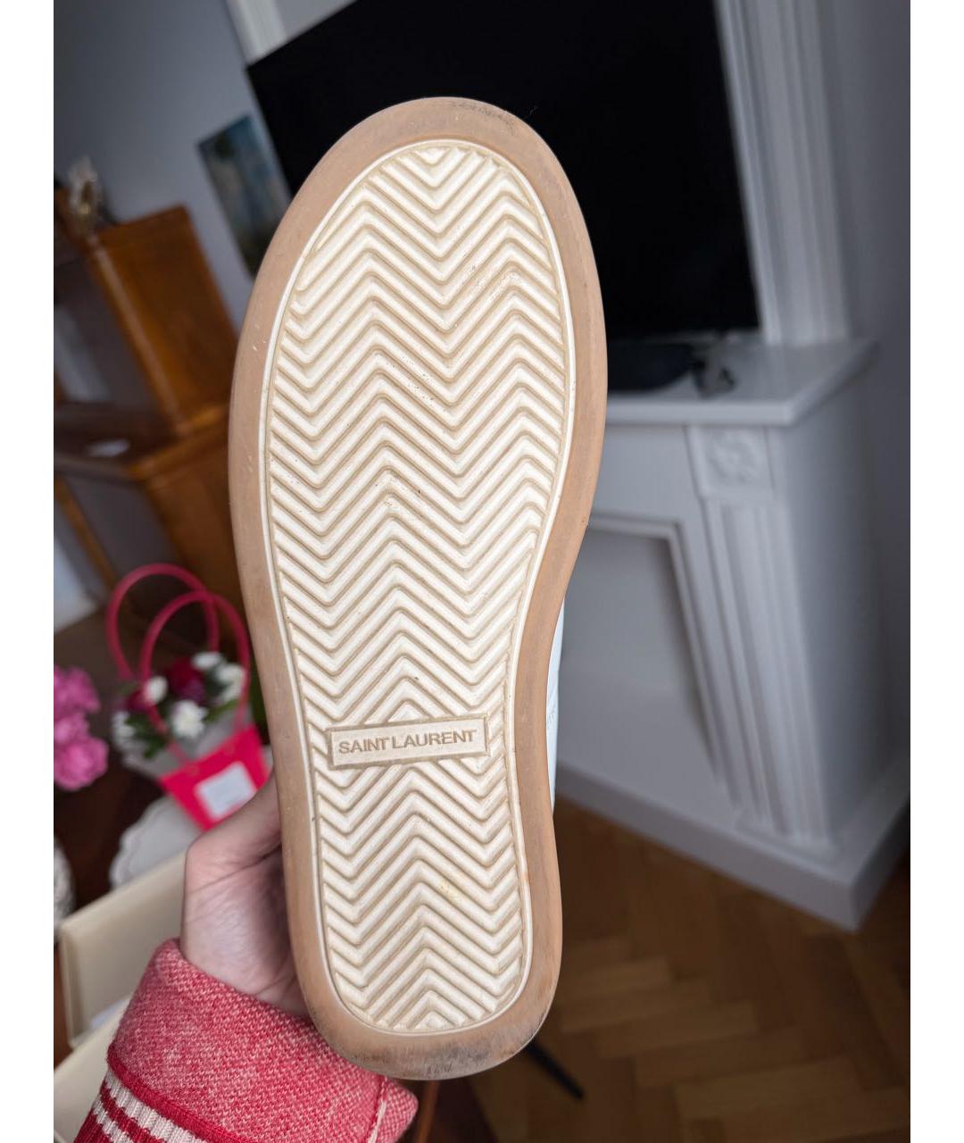 SAINT LAURENT Белые кожаные кеды, фото 4