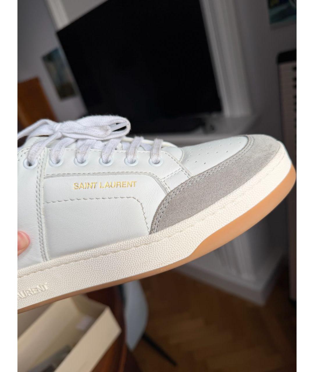 SAINT LAURENT Белые кожаные кеды, фото 7
