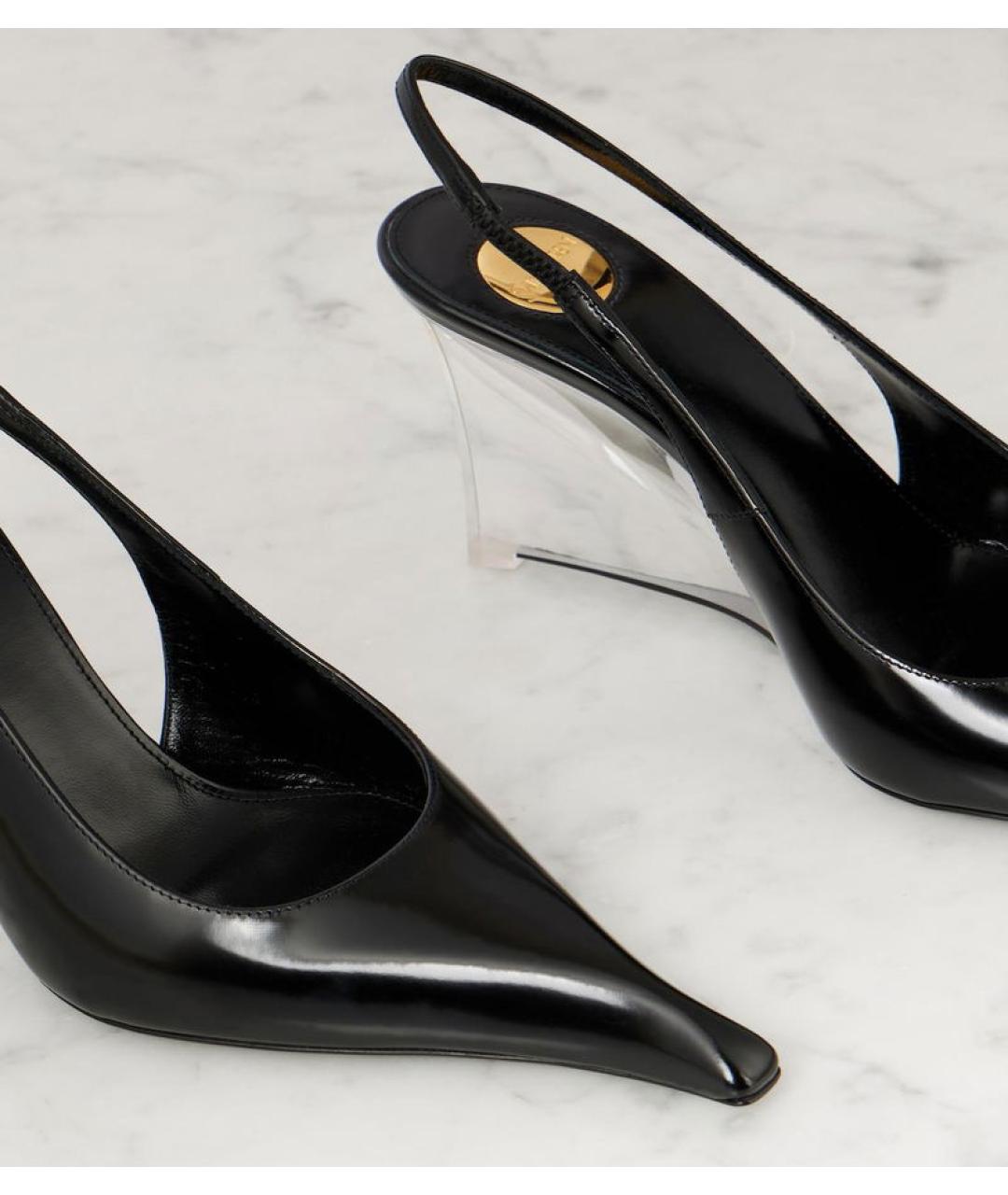 SAINT LAURENT Черные кожаные туфли, фото 6