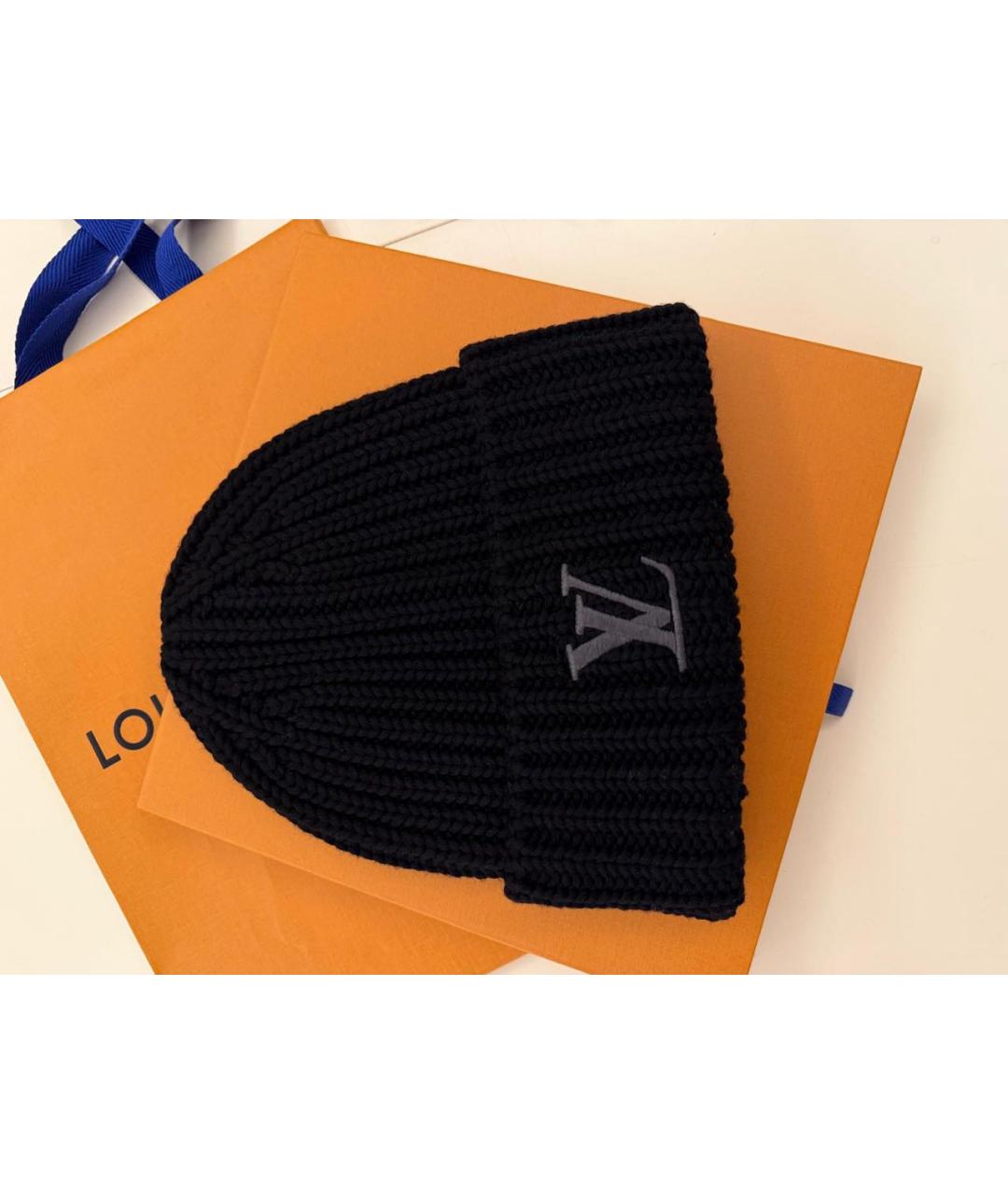 LOUIS VUITTON Черная шерстяная шапка, фото 7