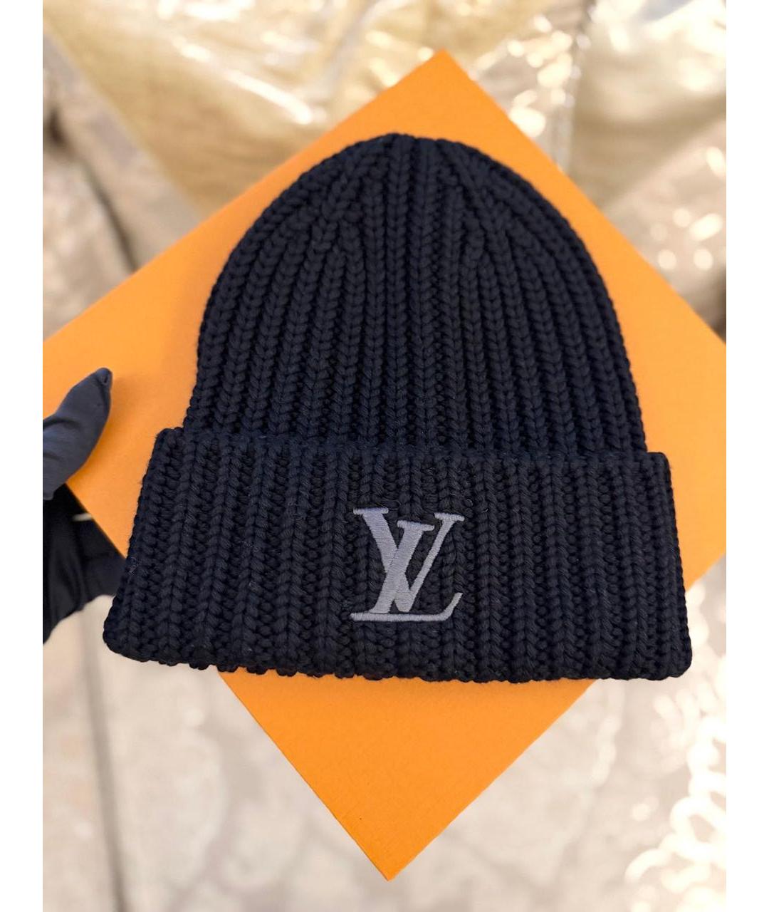 LOUIS VUITTON Черная шерстяная шапка, фото 2