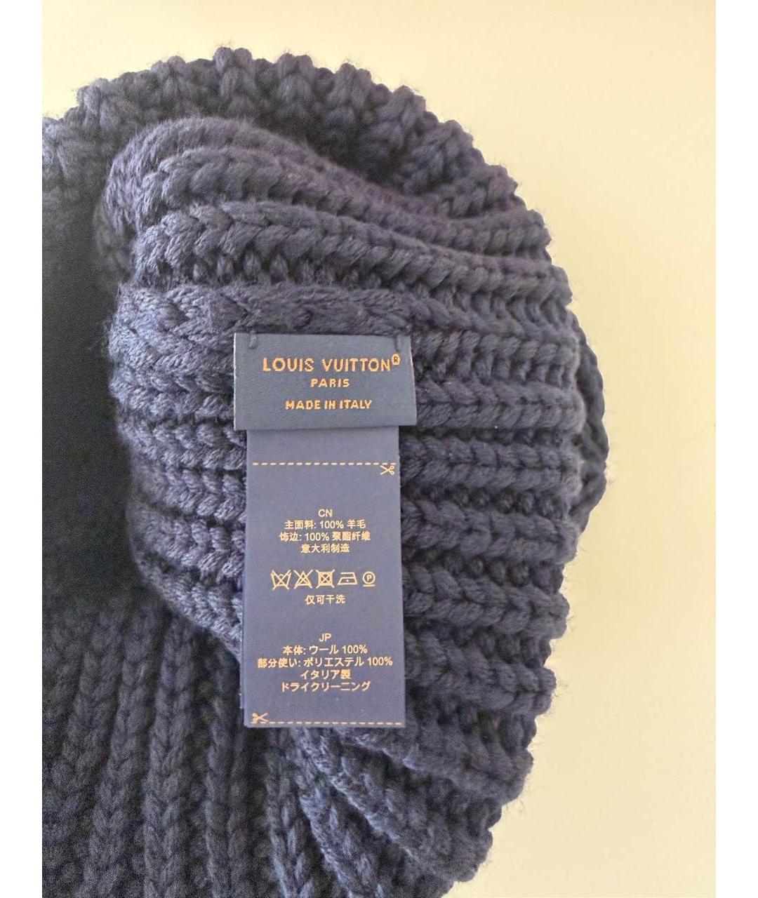 LOUIS VUITTON Темно-синяя шерстяная шапка, фото 5