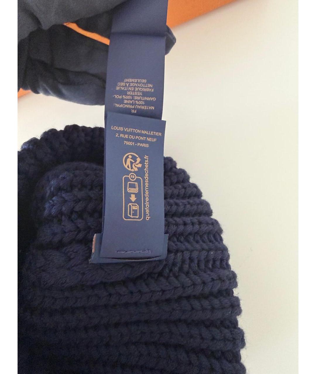 LOUIS VUITTON Темно-синяя шерстяная шапка, фото 6