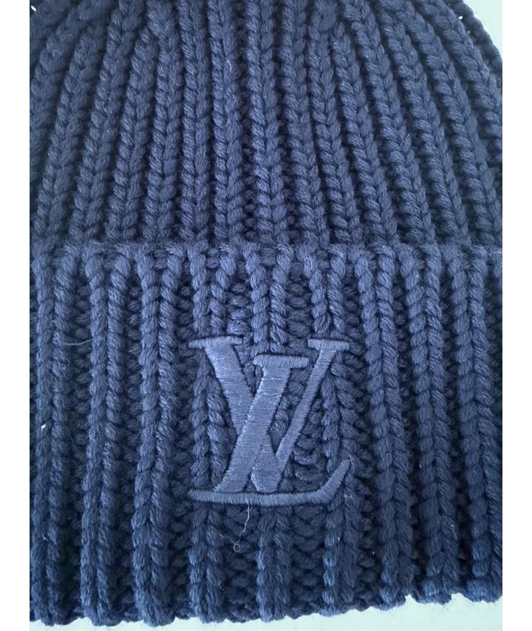 LOUIS VUITTON Темно-синяя шерстяная шапка, фото 4