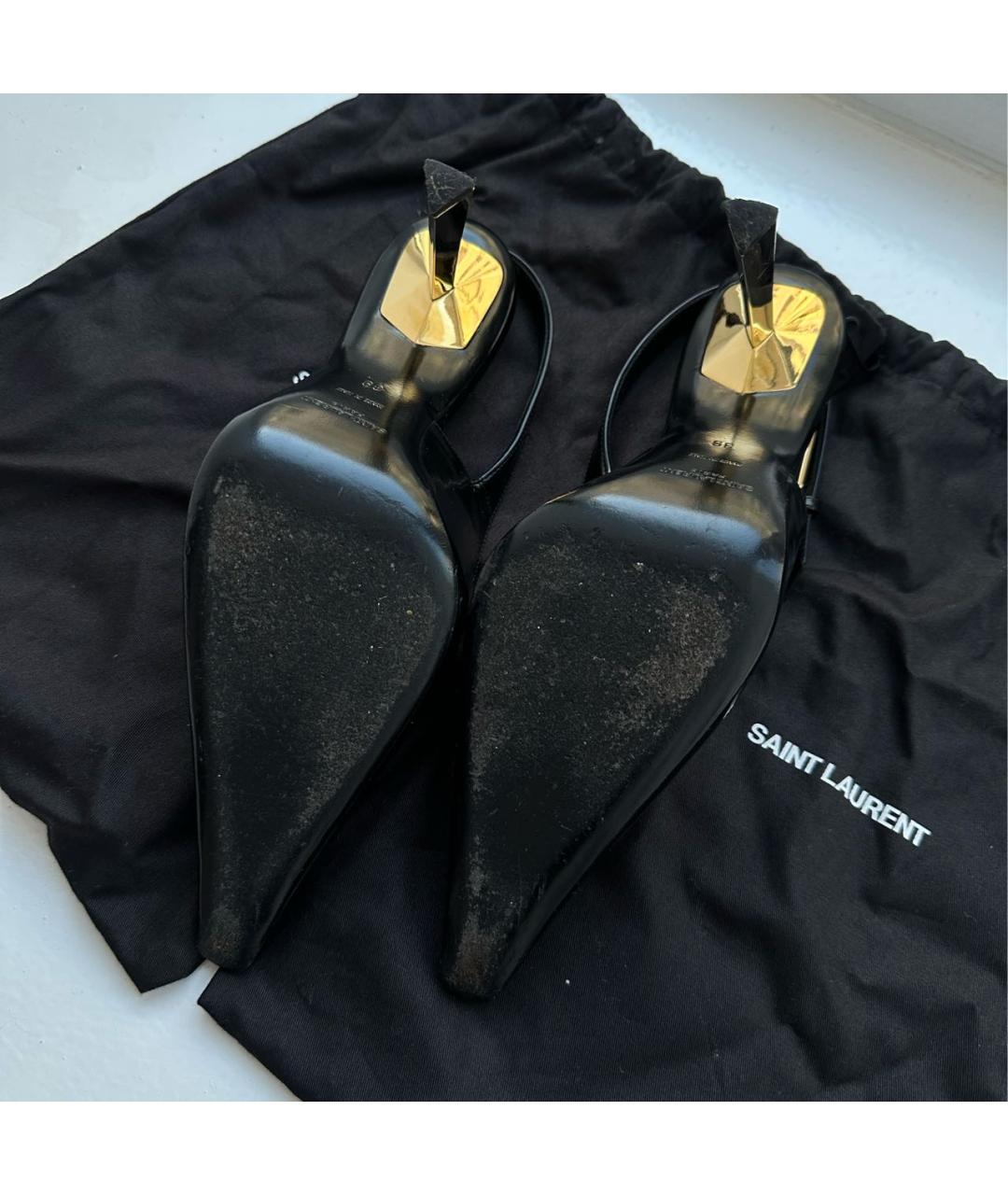 SAINT LAURENT Черные кожаные туфли, фото 5