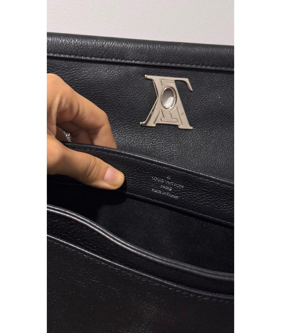 LOUIS VUITTON Черная кожаная сумка через плечо, фото 4