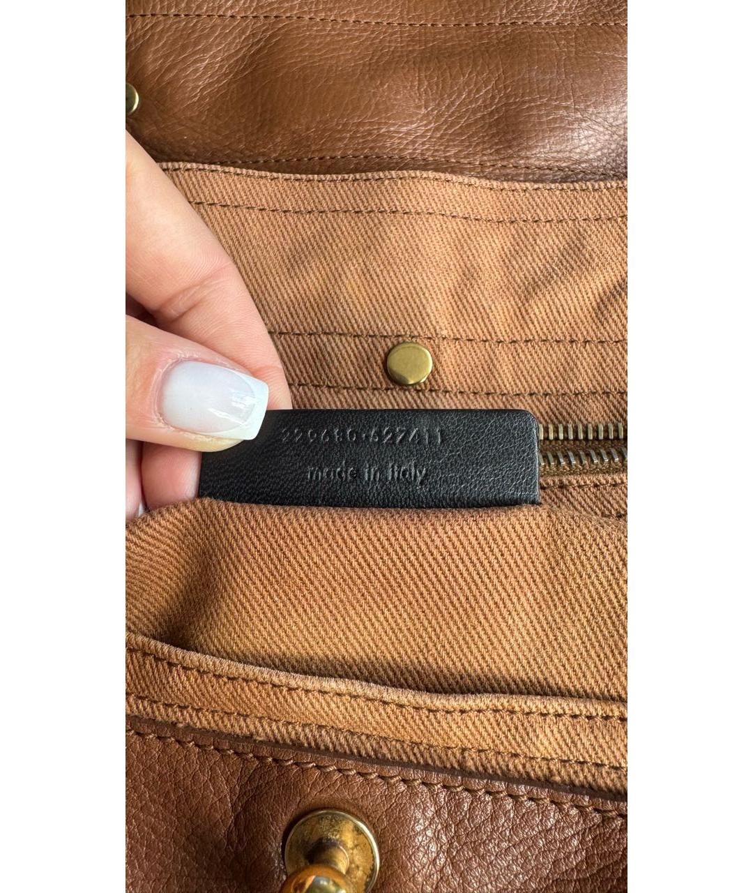 SAINT LAURENT Коричневая кожаная сумка тоут, фото 6