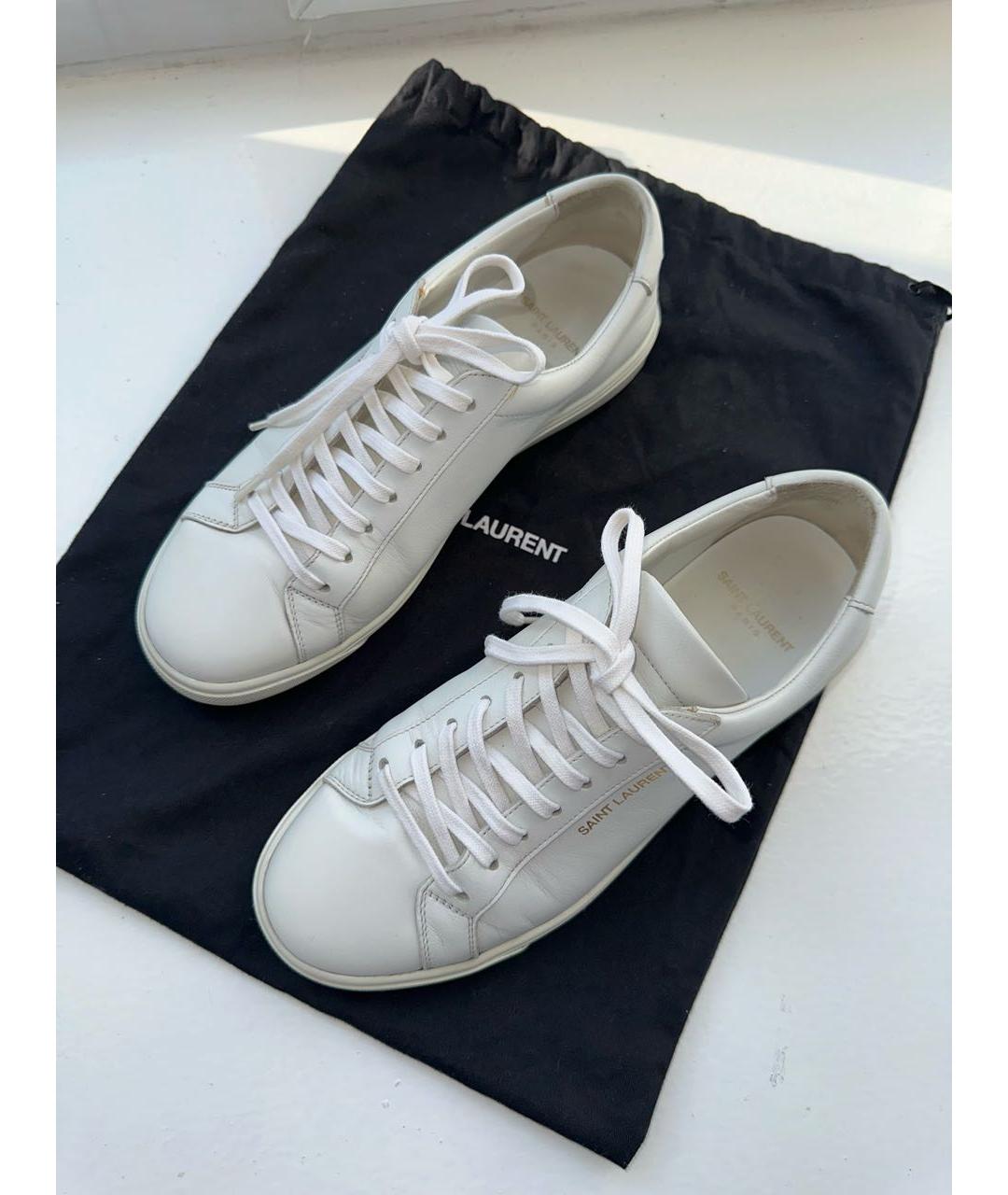SAINT LAURENT Белые кожаные кеды, фото 2
