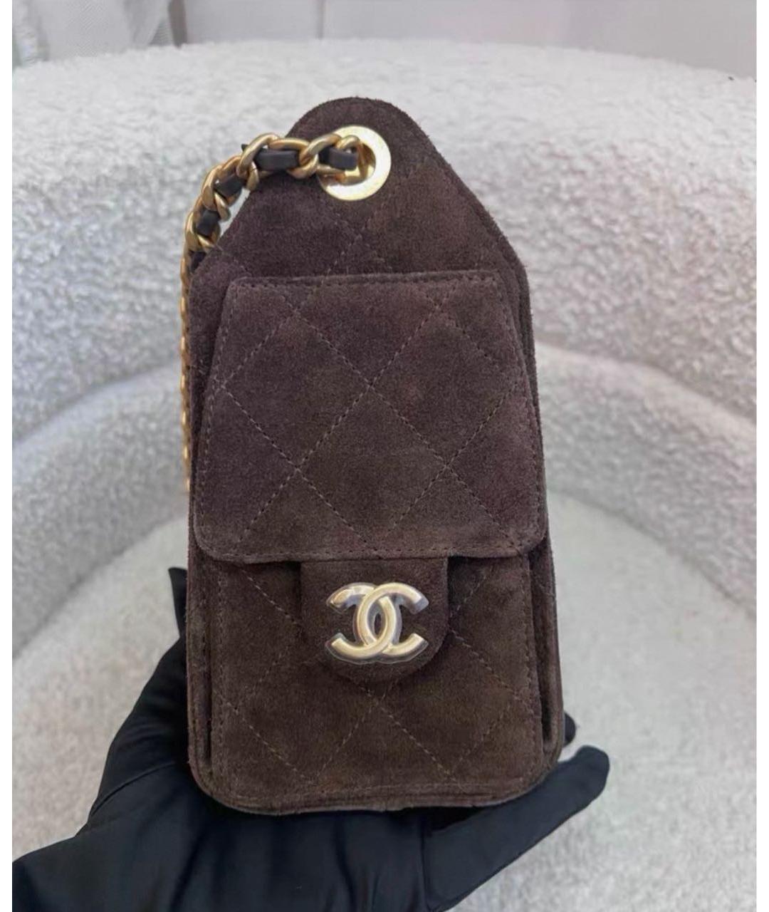CHANEL Коричневая замшевая сумка через плечо, фото 4