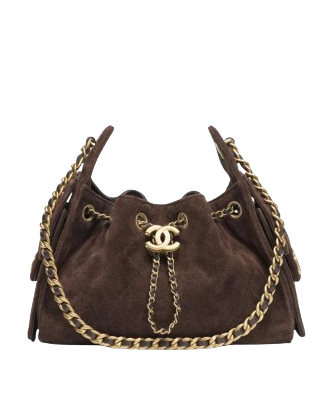 CHANEL Коричневая замшевая сумка через плечо, фото 1