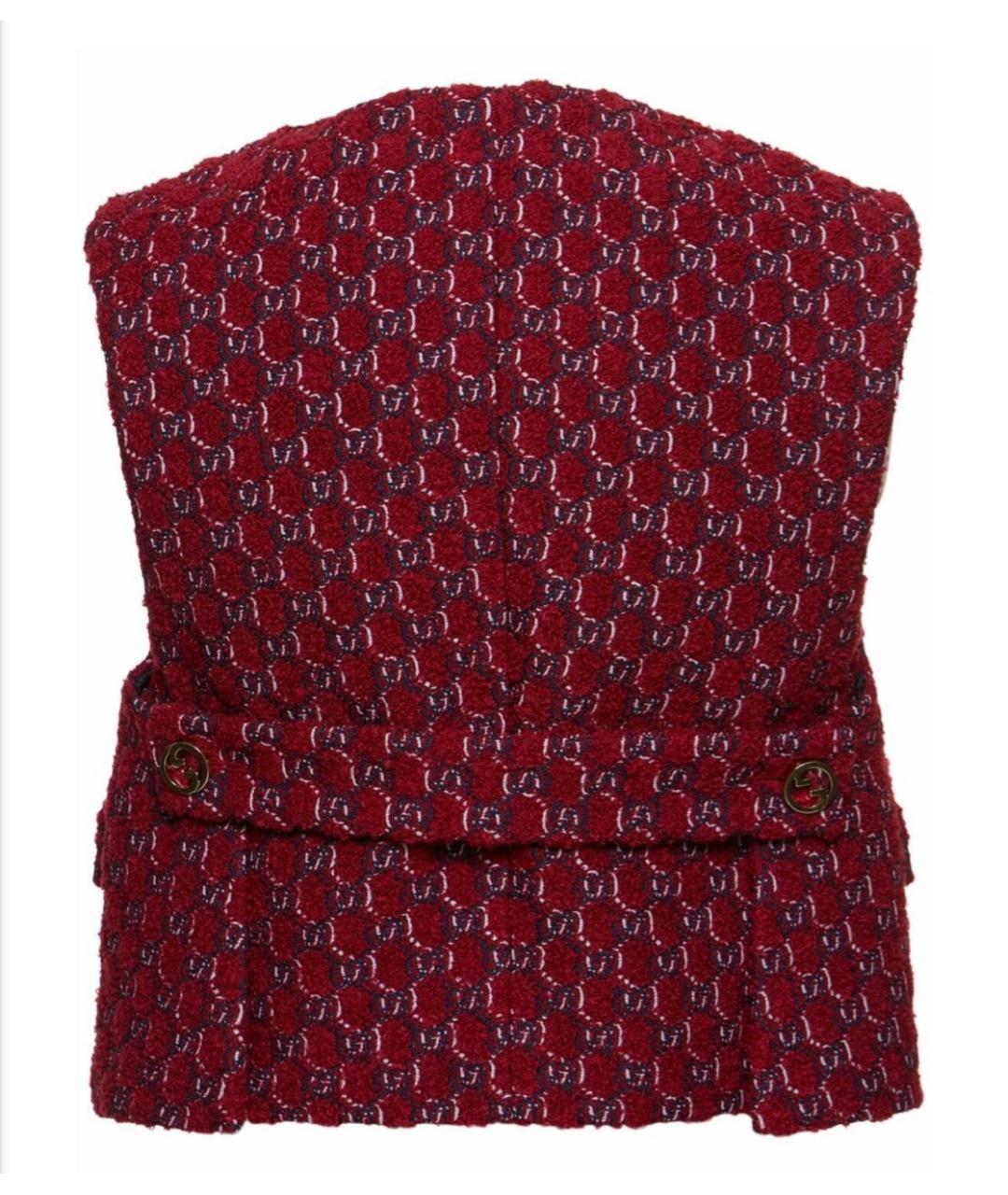 GUCCI Бордовая твидовая жилетка, фото 2