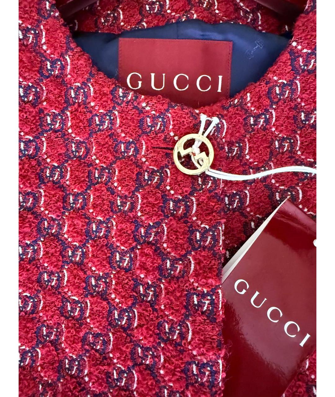 GUCCI Бордовая твидовая жилетка, фото 3
