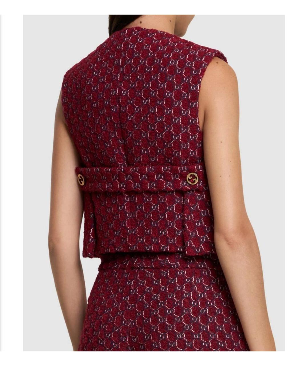 GUCCI Бордовая твидовая жилетка, фото 7