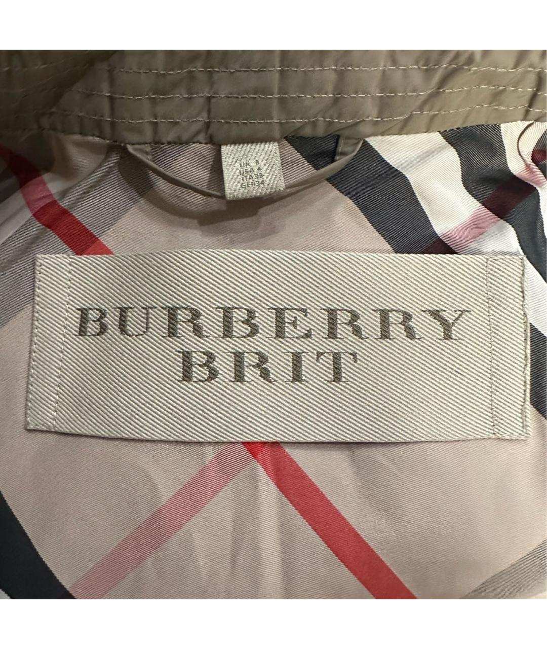 BURBERRY Бежевый полиэстеровый тренч/плащ, фото 3