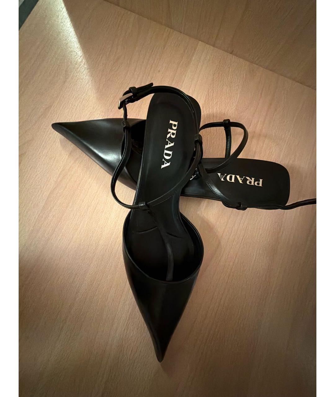 PRADA Черные кожаные босоножки, фото 7