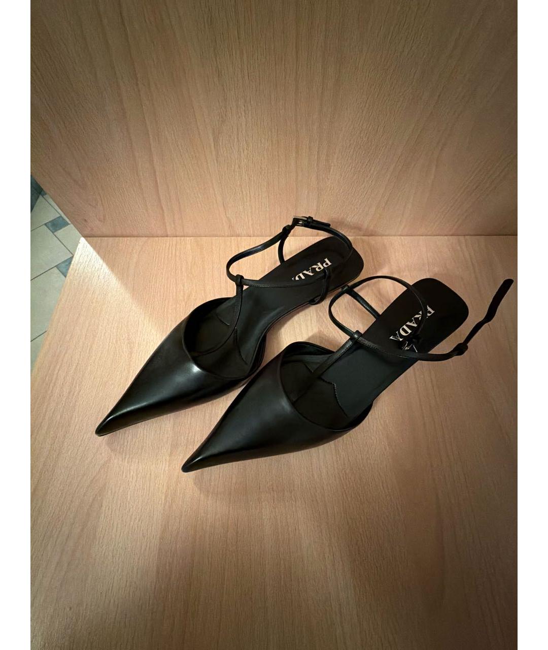 PRADA Черные кожаные босоножки, фото 3