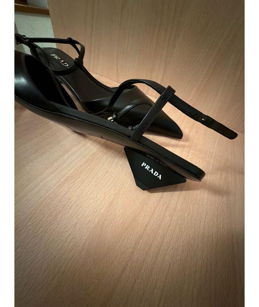 PRADA Черные кожаные босоножки, фото 6