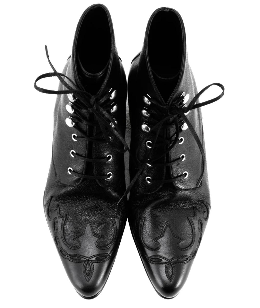SAINT LAURENT Черные кожаные ботинки, фото 3