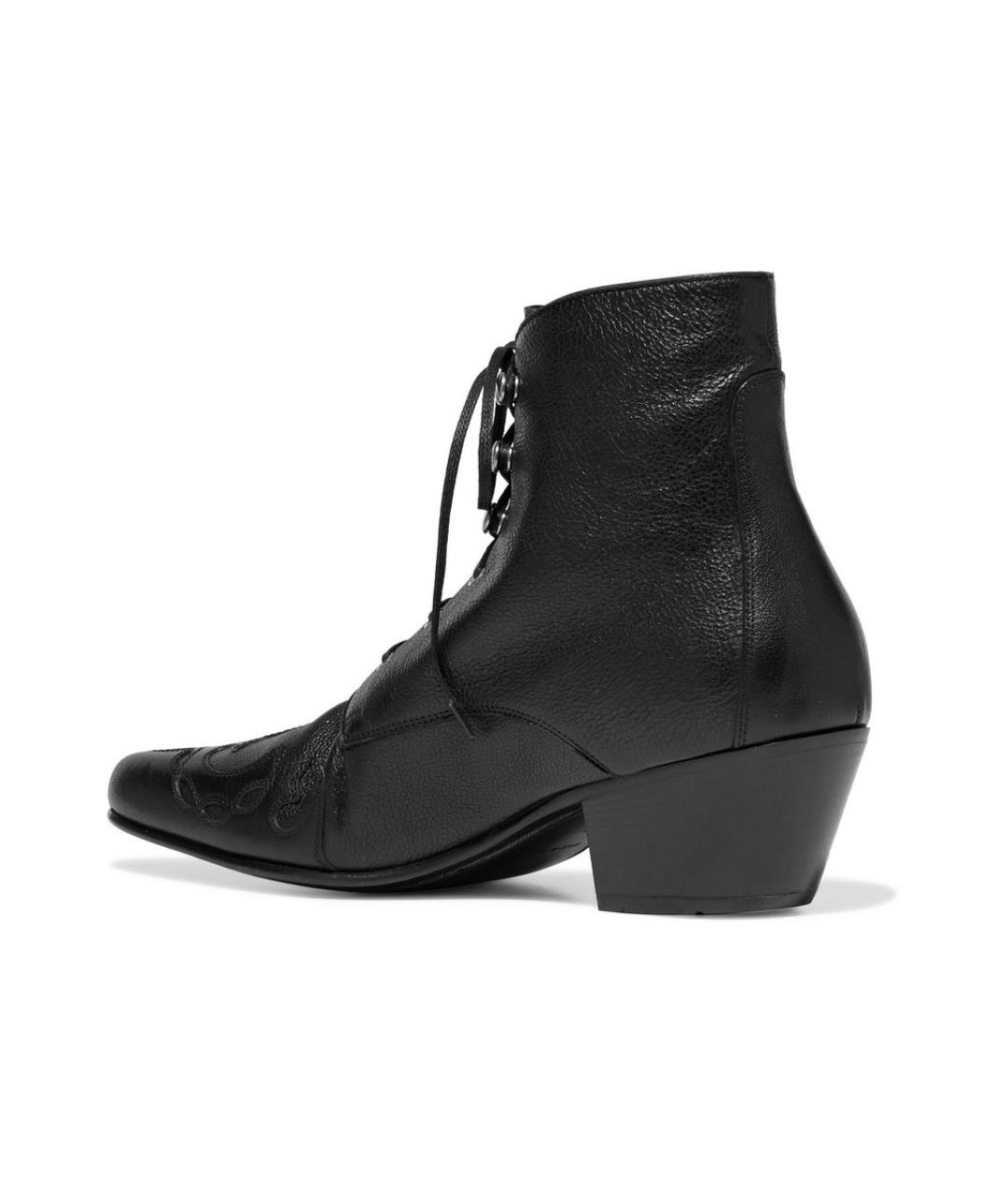 SAINT LAURENT Черные кожаные ботинки, фото 4