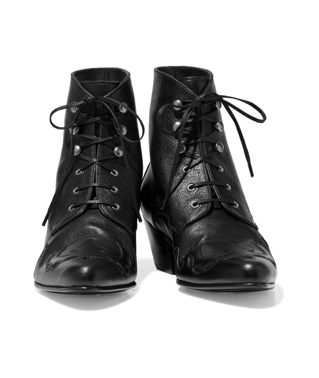 SAINT LAURENT Черные кожаные ботинки, фото 2