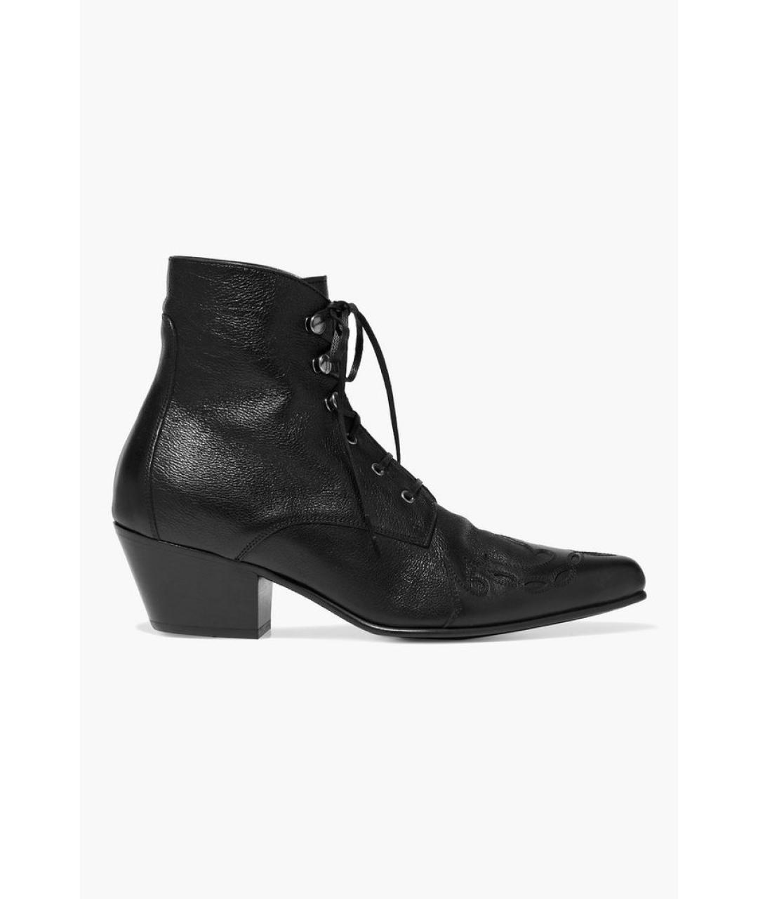 SAINT LAURENT Черные кожаные ботинки, фото 5