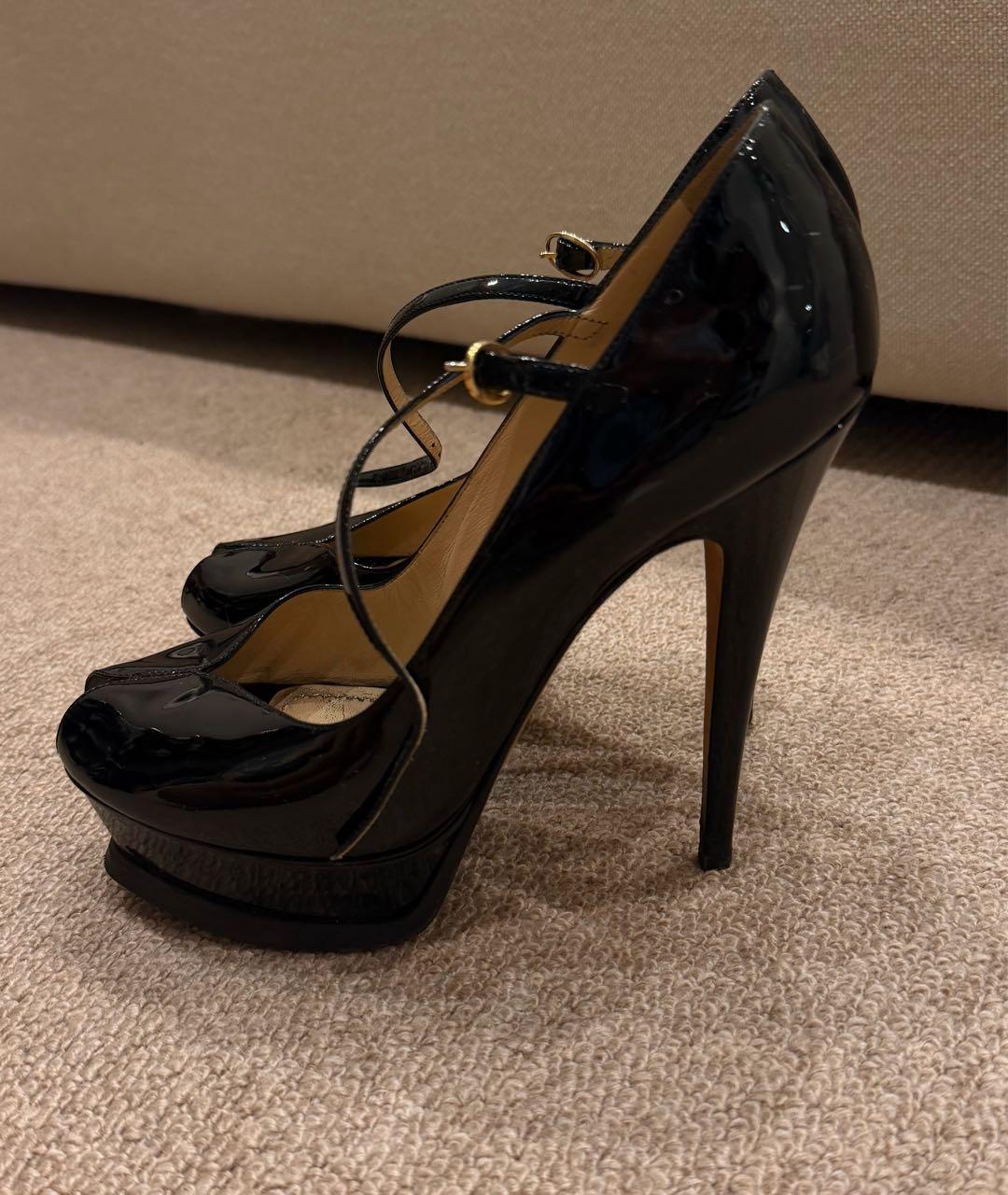 SAINT LAURENT Черные туфли из лакированной кожи, фото 5