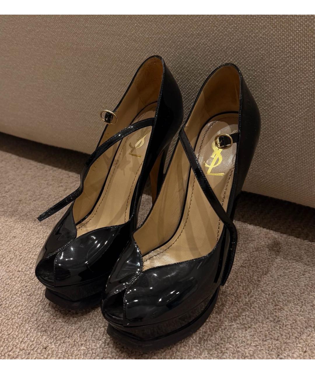 SAINT LAURENT Черные туфли из лакированной кожи, фото 3