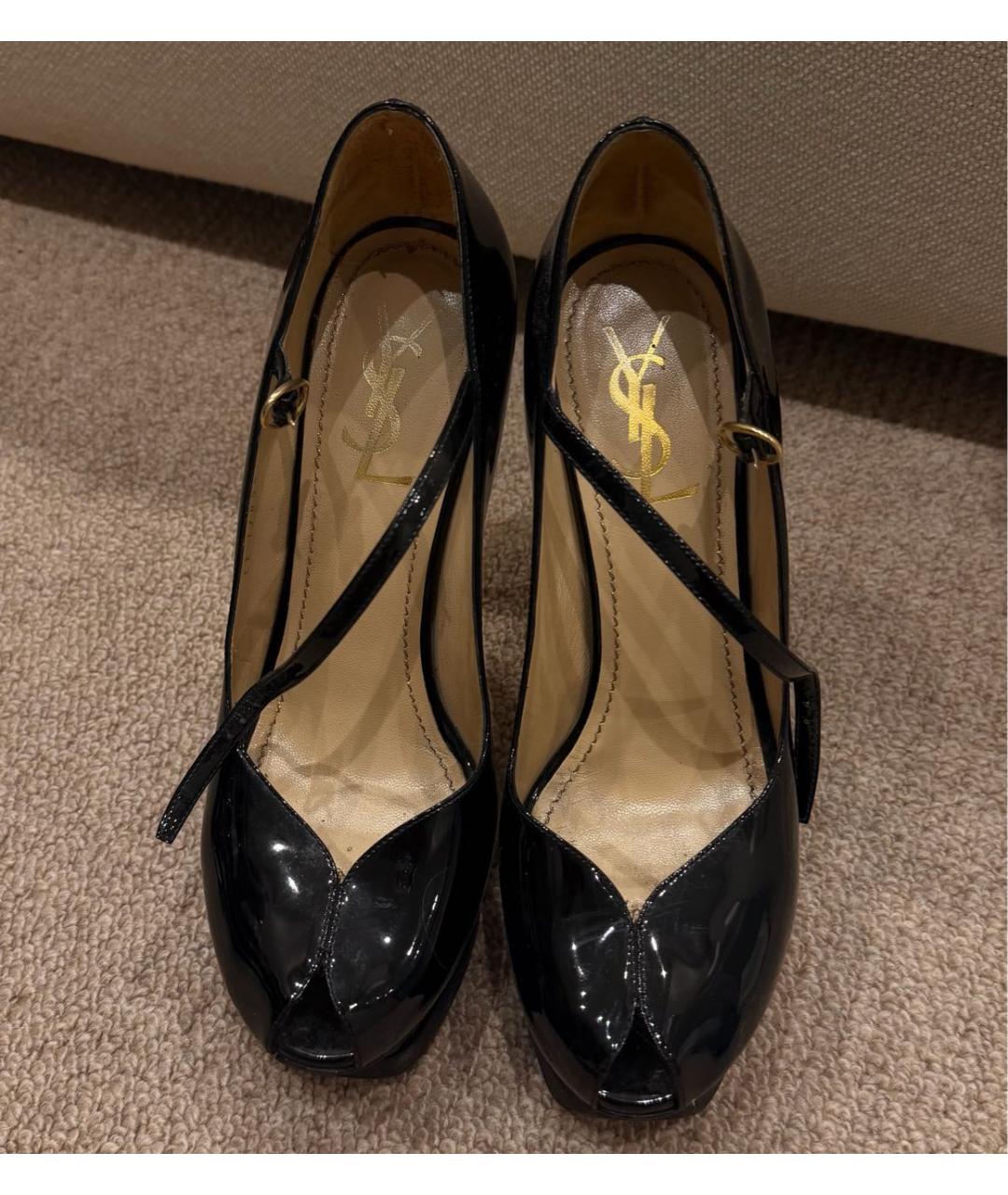 SAINT LAURENT Черные туфли из лакированной кожи, фото 2