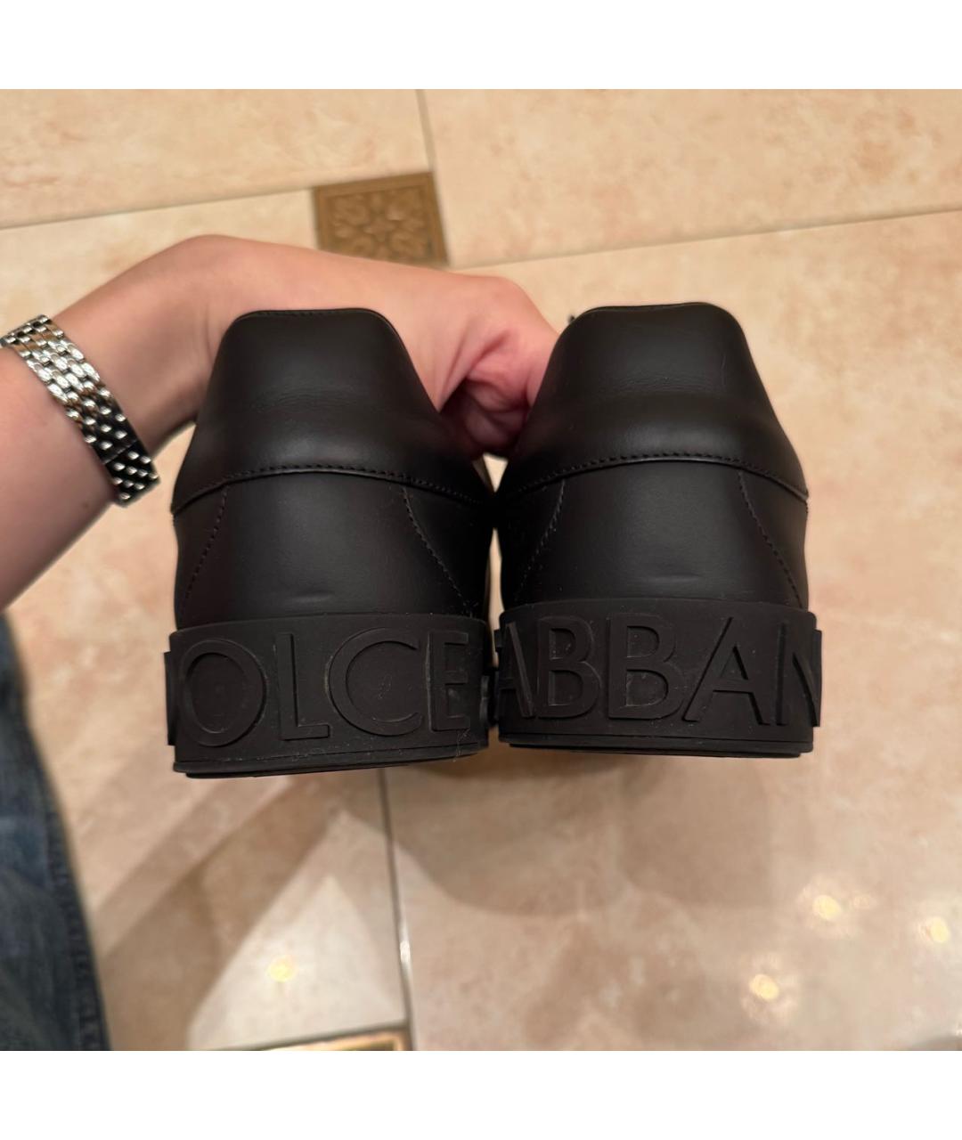 DOLCE&GABBANA Черные кожаные низкие кроссовки / кеды, фото 4
