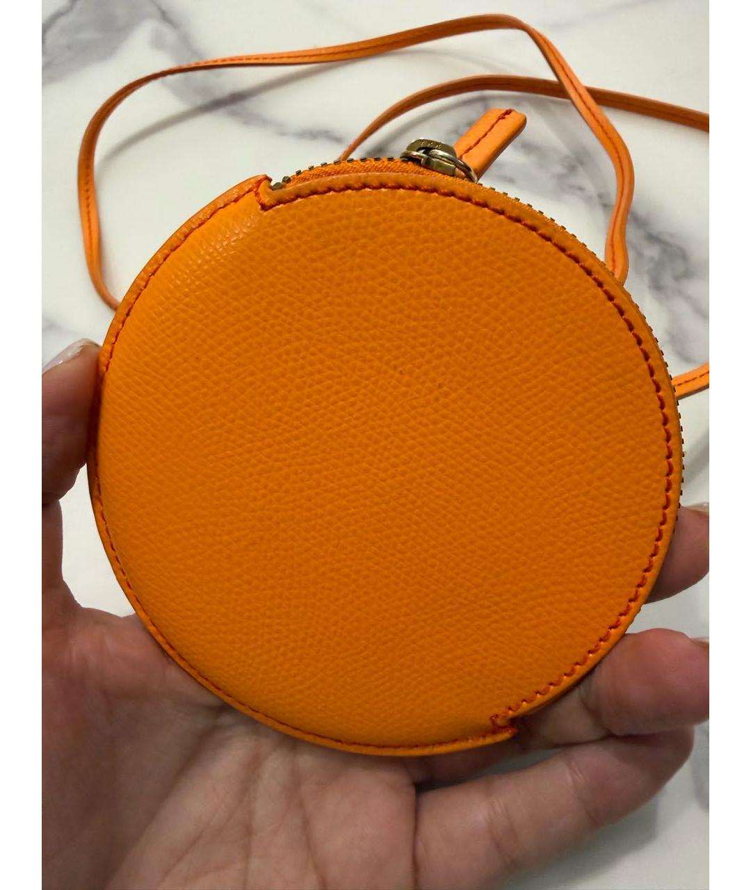 JACQUEMUS Оранжевая кожаная сумка с короткими ручками, фото 4
