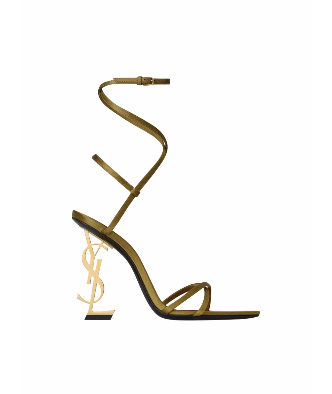 SAINT LAURENT Зеленые текстильные босоножки, фото 1