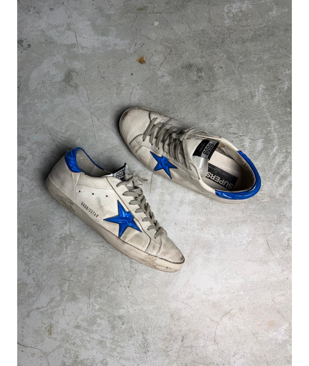 GOLDEN GOOSE Белые кожаные низкие кроссовки / кеды, фото 2