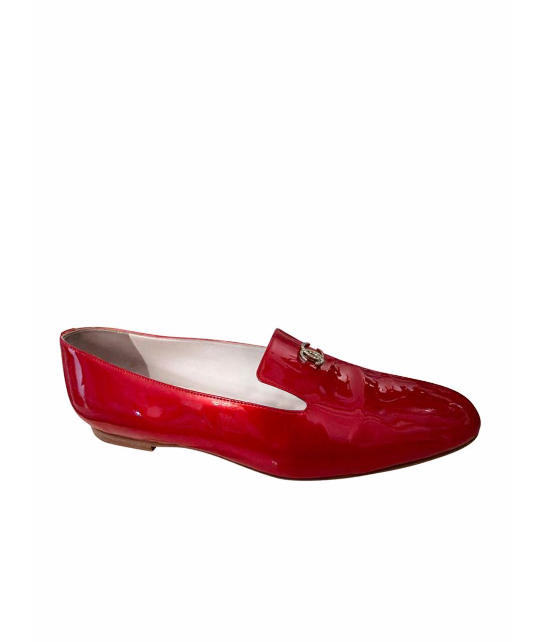 CHANEL Красные лоферы из лакированной кожи, фото 1