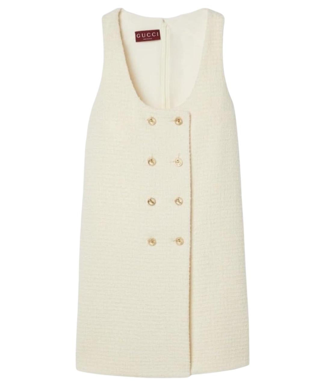 GUCCI Белое твидовое повседневное платье, фото 1