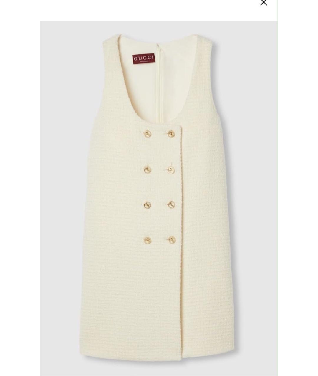 GUCCI Белое твидовое повседневное платье, фото 8