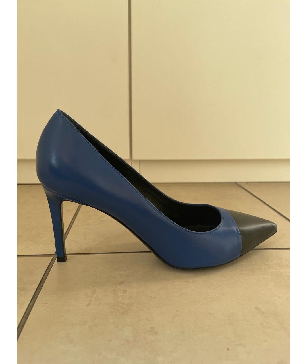 SAINT LAURENT Синие кожаные туфли, фото 5