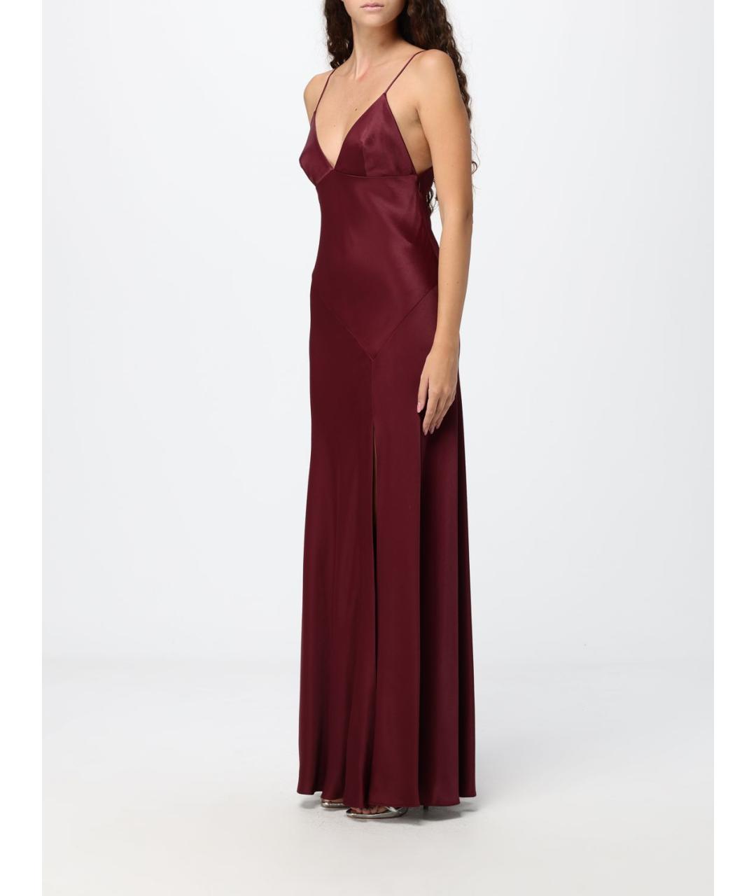 ALBERTA FERRETTI Бордовое вискозное платье, фото 3