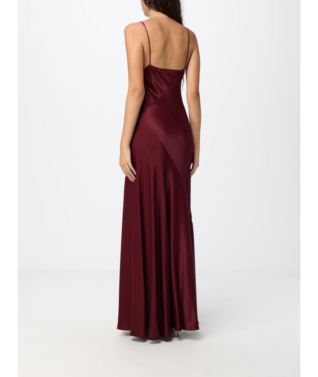 ALBERTA FERRETTI Бордовое вискозное платье, фото 2