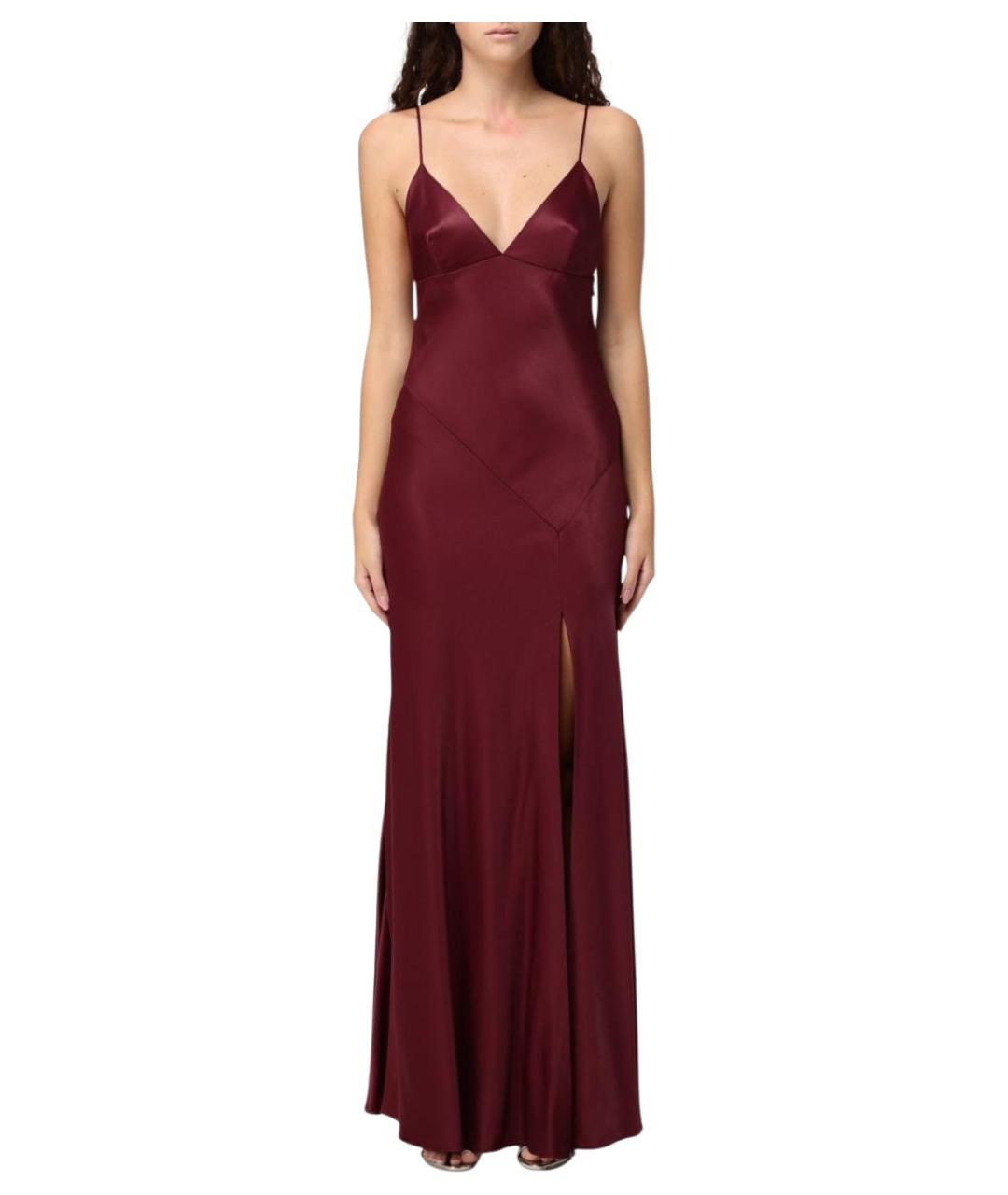 ALBERTA FERRETTI Бордовое вискозное платье, фото 1