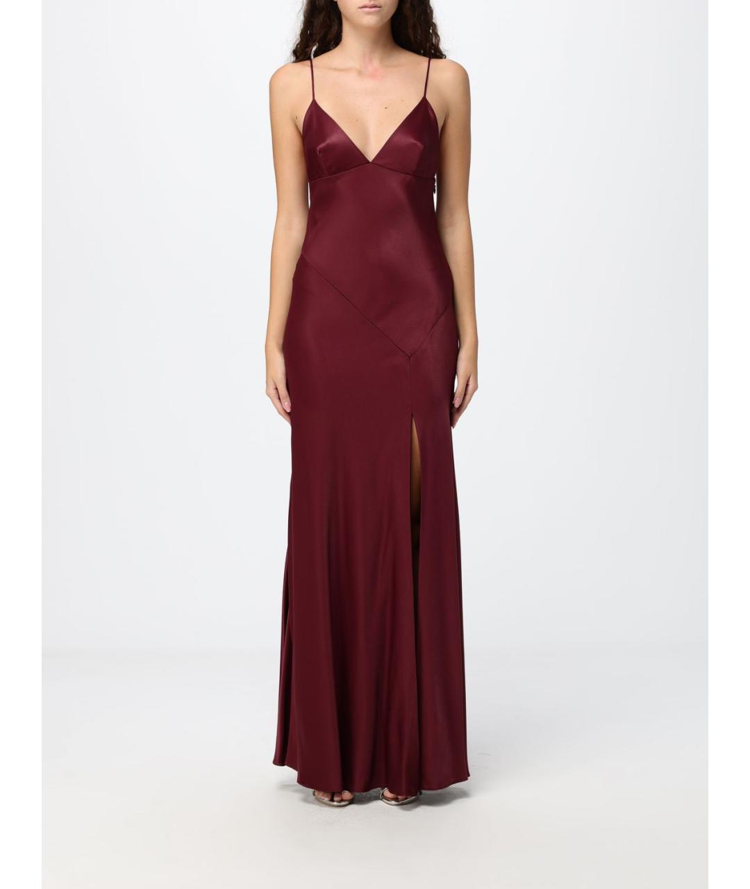 ALBERTA FERRETTI Бордовое вискозное платье, фото 5