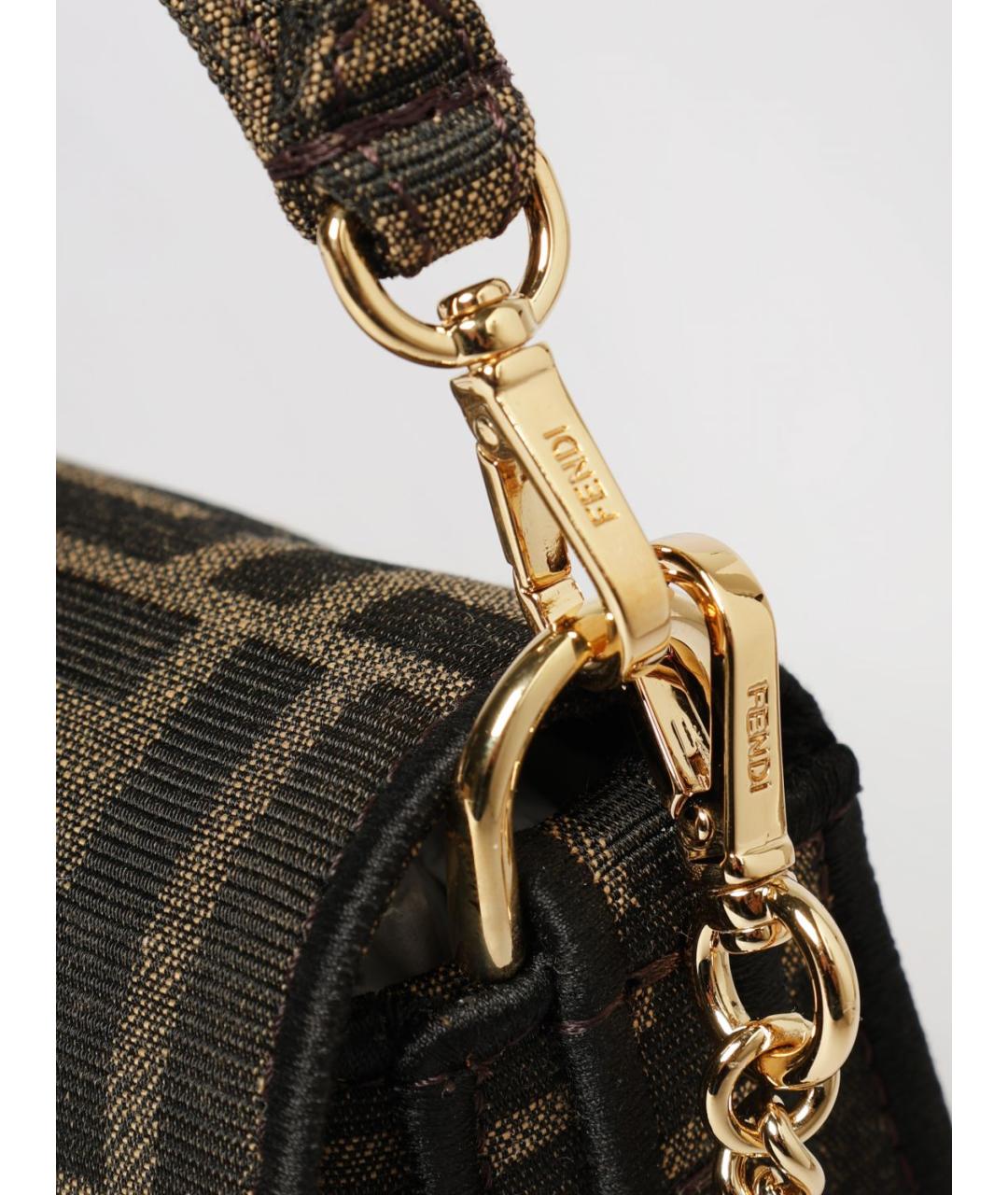 FENDI Коричневая сумка через плечо из канвы, фото 4