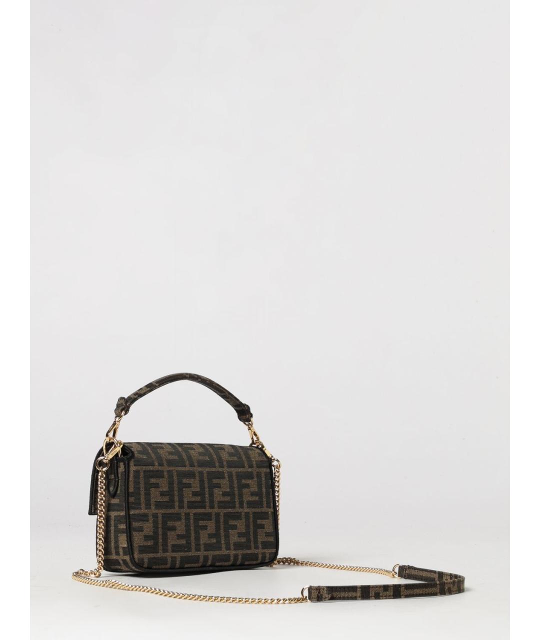 FENDI Коричневая сумка через плечо из канвы, фото 3