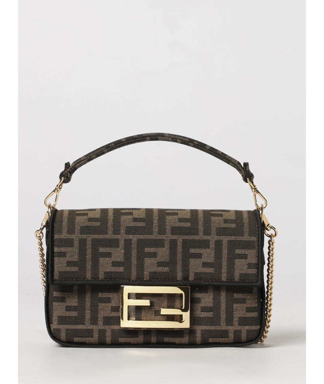 FENDI Коричневая сумка через плечо из канвы, фото 6