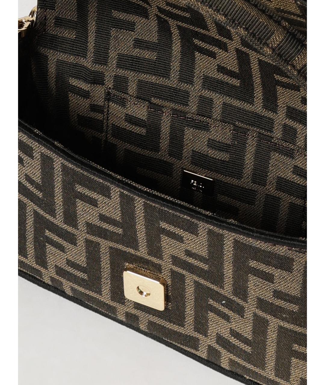 FENDI Коричневая сумка через плечо из канвы, фото 5
